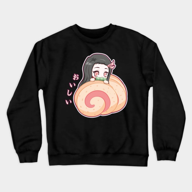 Chibi Roll Cake Nezuko Crewneck Sweatshirt by LoShimizu